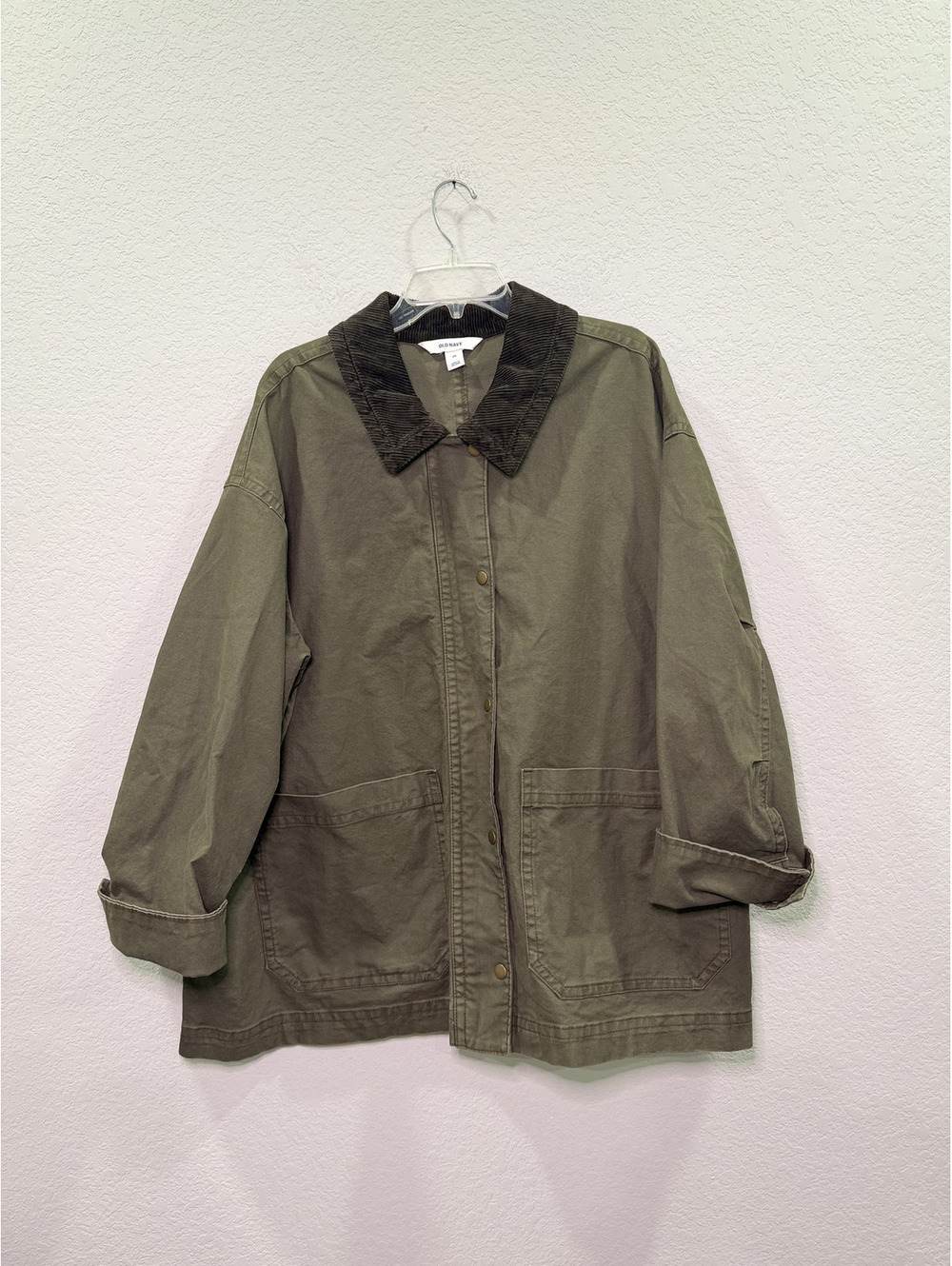 Old Navy Olive Green Chore Jacket with Corduroy Collar - 3XL